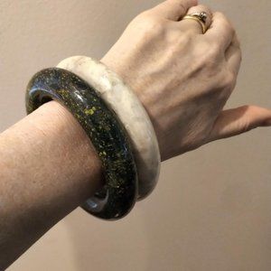 Angela Caputi Italy Designer marbelized resin bracelet bangle - set of TWO!